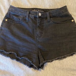 Black denim shorts